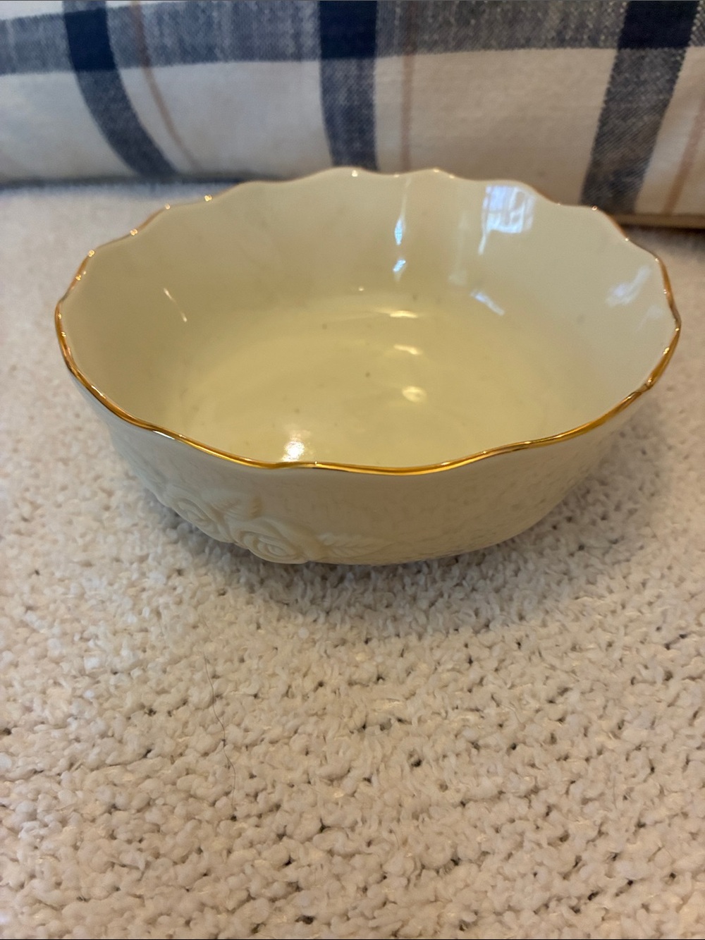 Lenox Cream Porcelain Bowl with Gold Logo Accent